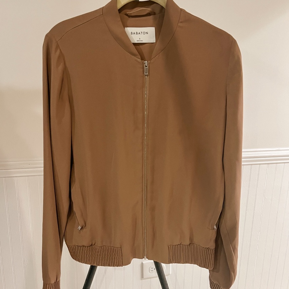 Babaton Blush/Mauve Zip Bomber Jacket from Aritzia